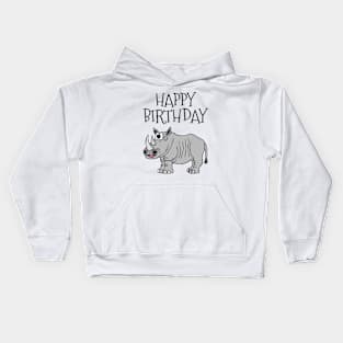 Happy Birthday Rhino Wildlife Lover Kids Hoodie